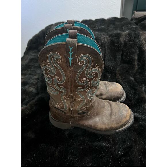 Justin Steel Toe Work Boots Size 8 B Leather WKL9991 cowboy - Picture 1 of 7